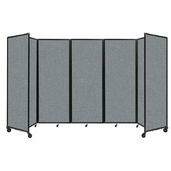 Versare Room Divider 360 Folding Portable Partition 14' x 7'6" Sea Green Fabric 1190510